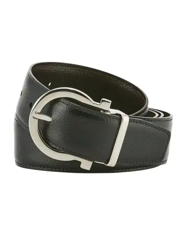 Ferragamo Men's Stamped Leather Gancio Buckle Belt | Thumbnail 1 Ferragamo Men's Stamped Leather Gancio Buckle Belt | Thumbnail 1