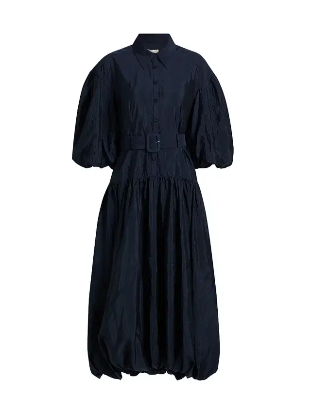 Women's Daliah Bubble-Hem Belted Midi-Shirtdress - Navy