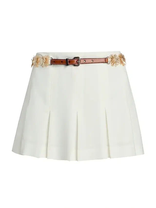 Cinq à Sept Women's Aanya Sunflare Pleated Belted Skort - Champagne