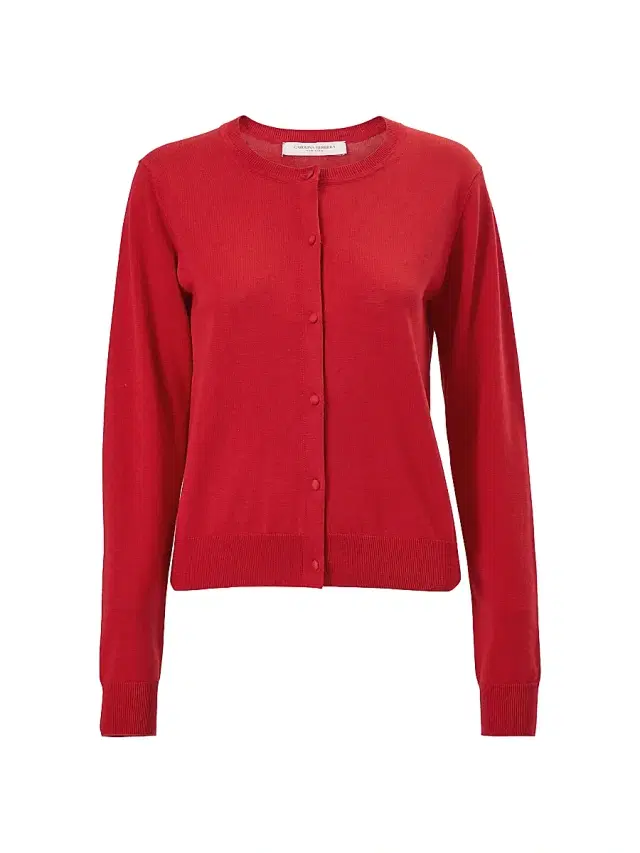 Carolina Herrera Women's Crewneck Silk-Cotton Cardigan - Herrera Red