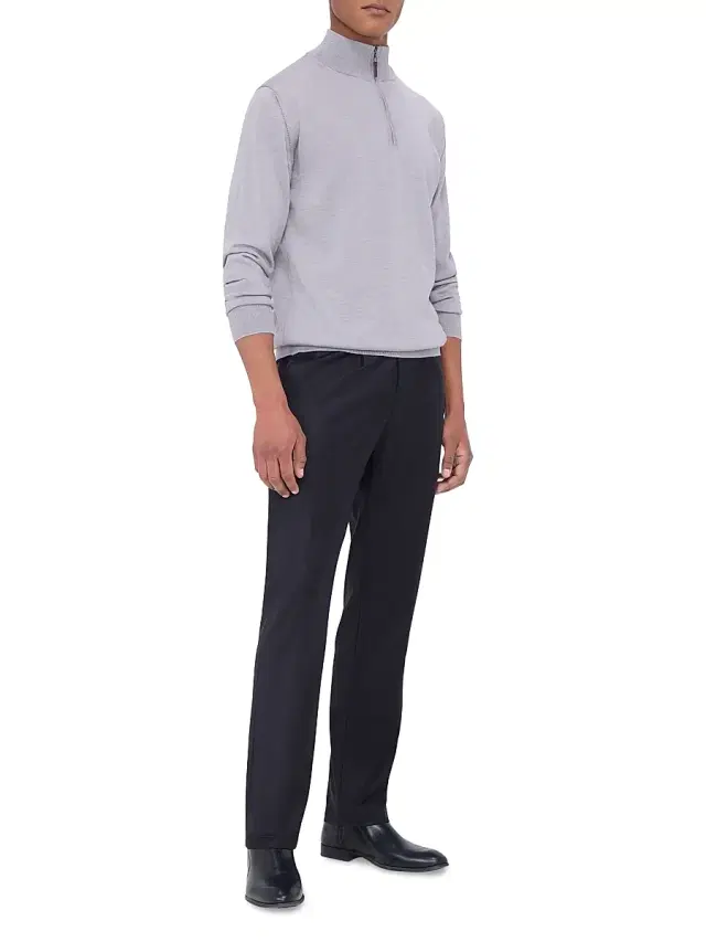 Bugatchi Men's Spencer Wool Half-Zip Sweater - Platinum