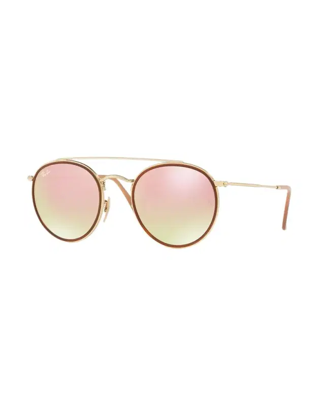 Round Double-Bridge Flash Sunglasses