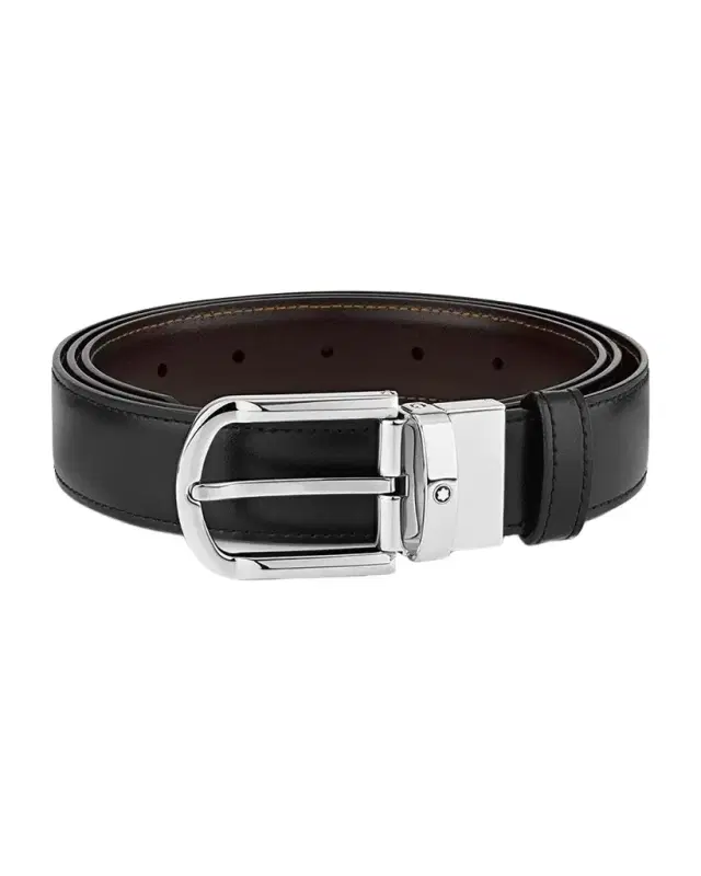 Montblanc Men 's Horseshoe-Buckle Reversible Leather Belt