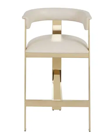 Interlude Home Darla Brass & Leather Counter Stool, 26" | Thumbnail 2