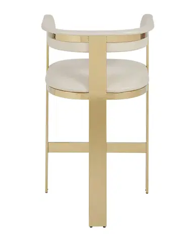Interlude Home Darla Brass & Leather Counter Stool, 26" | Thumbnail 3