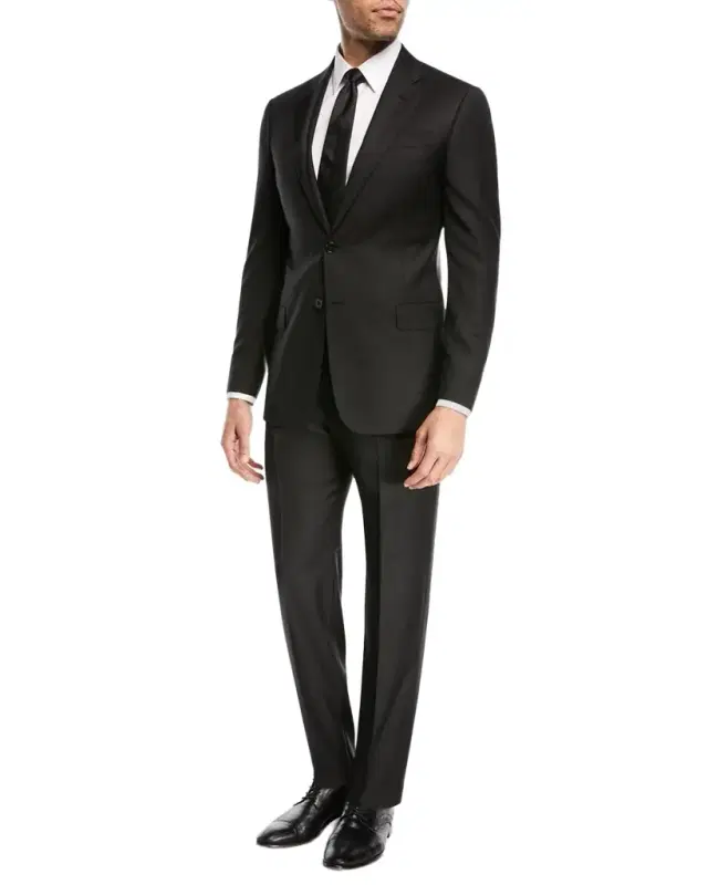 Emporio Armani Super 130s Wool Two-Piece Classic Fit Suit, Black