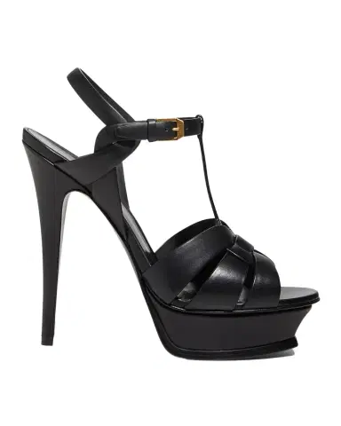 Saint Laurent Tribute Leather T-Strap Platform Sandals | Thumbnail 1