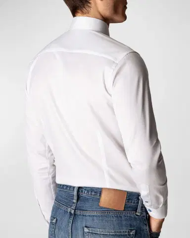 Eton Contemporary Fit Twill Shirt with Blue Buttons | Thumbnail 4 Eton Contemporary Fit Twill Shirt with Blue Buttons | Thumbnail 4