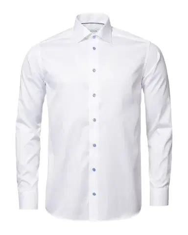 Eton Contemporary Fit Twill Shirt with Blue Buttons | Thumbnail 1 Eton Contemporary Fit Twill Shirt with Blue Buttons | Thumbnail 1