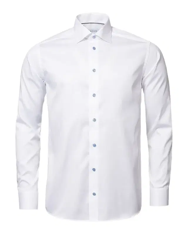 Contemporary Fit Twill Shirt with Blue Buttons