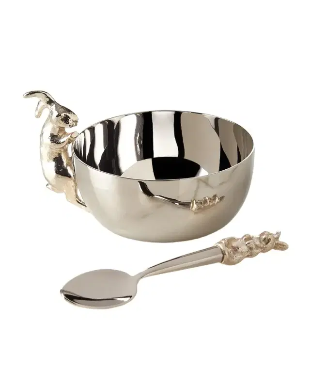 Michael Aram Bunny Silver-Plated Cup with Spoon Set