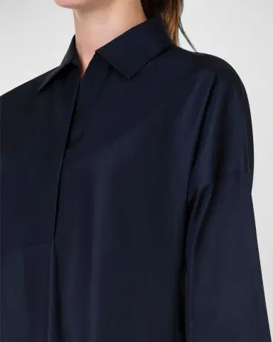 Akris punto Kimono-Sleeve Split-Neck Blouse | Thumbnail 5