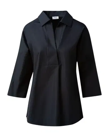 Akris punto Kimono-Sleeve Split-Neck Blouse | Thumbnail 1