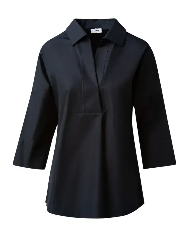 Akris punto Kimono-Sleeve Split-Neck Blouse