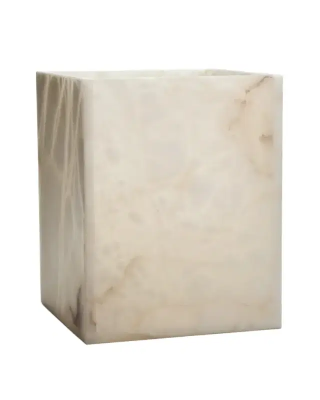 Labrazel Alisa Alabaster Wastebasket, Cream