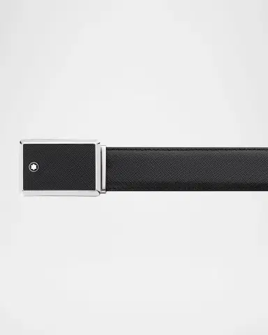 Montblanc Men 's Rectangle-Buckle Leather Belt | Thumbnail 2