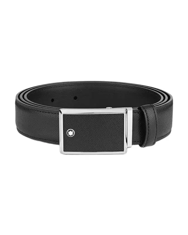 Montblanc Men 's Rectangle-Buckle Leather Belt