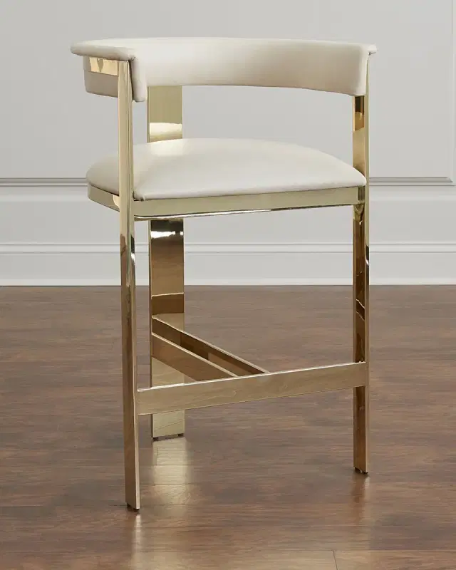 Interlude Home Darla Brass & Leather Bar Stool