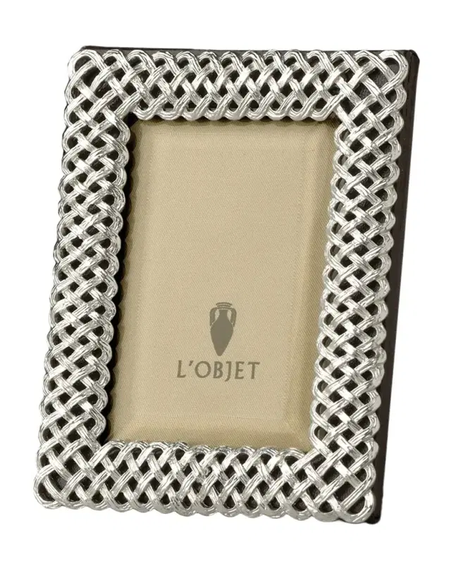 L 'Objet Platinum Braid 2" x 3" Picture Frame