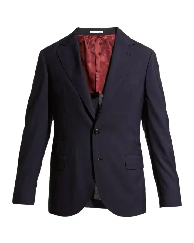 Brunello Cucinelli Men 's Super 150s Lightweight Wool and Silk Blazer