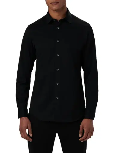 Bugatchi Men's OoohCotton Tech Button-Up Shirt - Black - Size XXL | Thumbnail 3