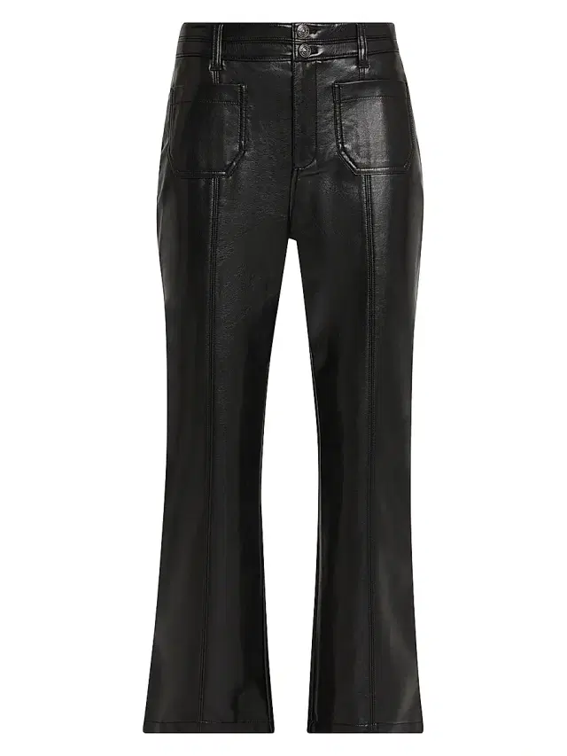 Cinq à Sept Women's Dorothea Faux Leather Cropped Flare Pants - Black