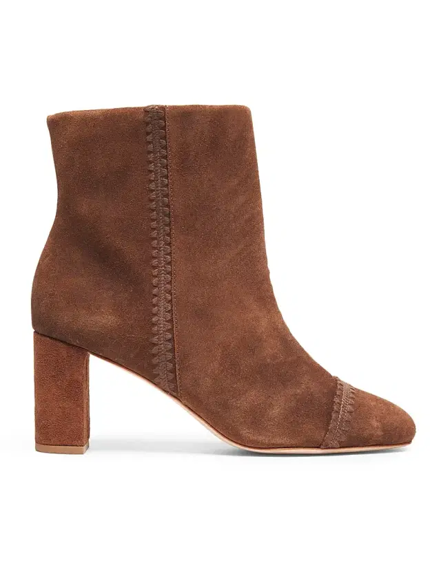 Cinq à Sept Women's Peyton 70MM Suede Crochet Ankle Boots - Dark Sepia