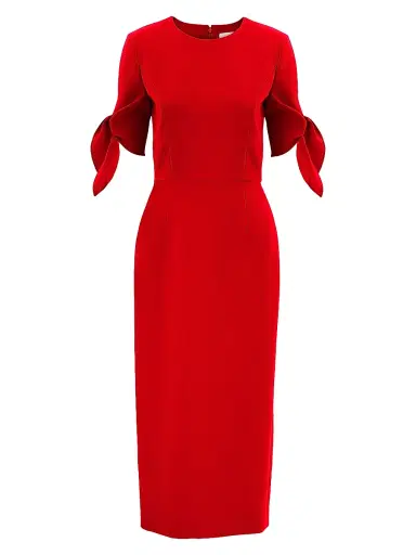 Carolina Herrera Women's Tie Elbow-Sleeve Cocktail Dress - Herrera Red | Thumbnail 1