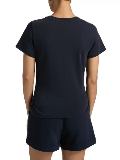 Cinq à Sept Women's Jasper Button-Shoulder Stretch-Cotton T-Shirt - Navy - Size Medium | Thumbnail 5
