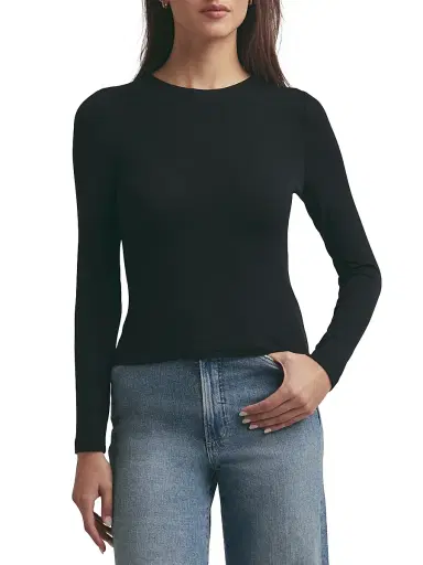 Favorite Daughter Women's Rib-Knit Long-Sleeve Top - Black - Size XS | Thumbnail 2
