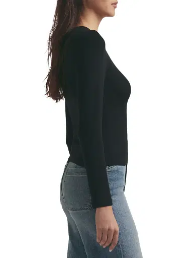 Favorite Daughter Women's Rib-Knit Long-Sleeve Top - Black - Size XS | Thumbnail 3