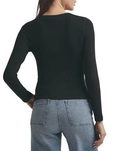 Favorite Daughter Women's Rib-Knit Long-Sleeve Top - Black - Size XS | Thumbnail 4