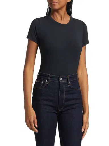 rag & bone Women's ICONS Luca Baby T-Shirt - Black - Size Large | Thumbnail 3