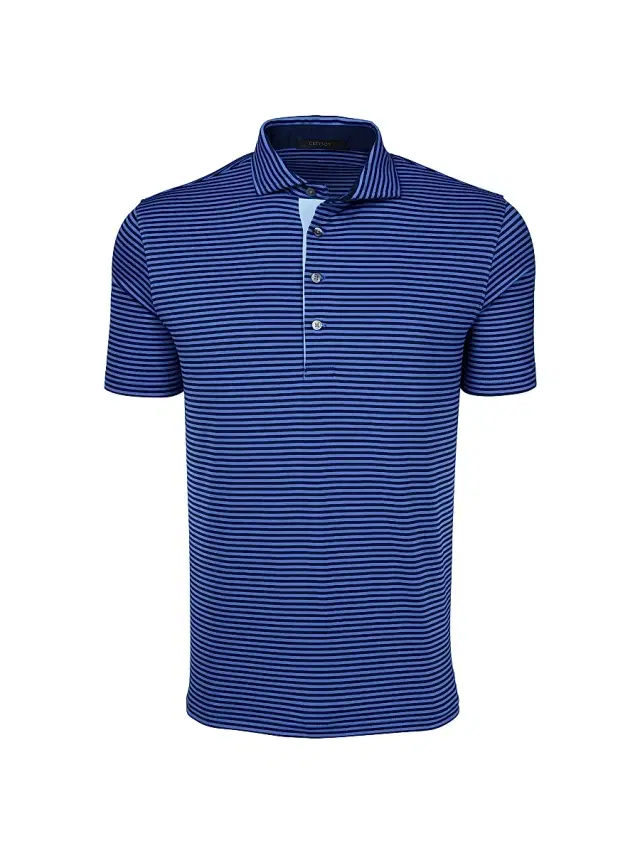 Men's Quogue Striped Polo Shirt - Dark Maltese Blue