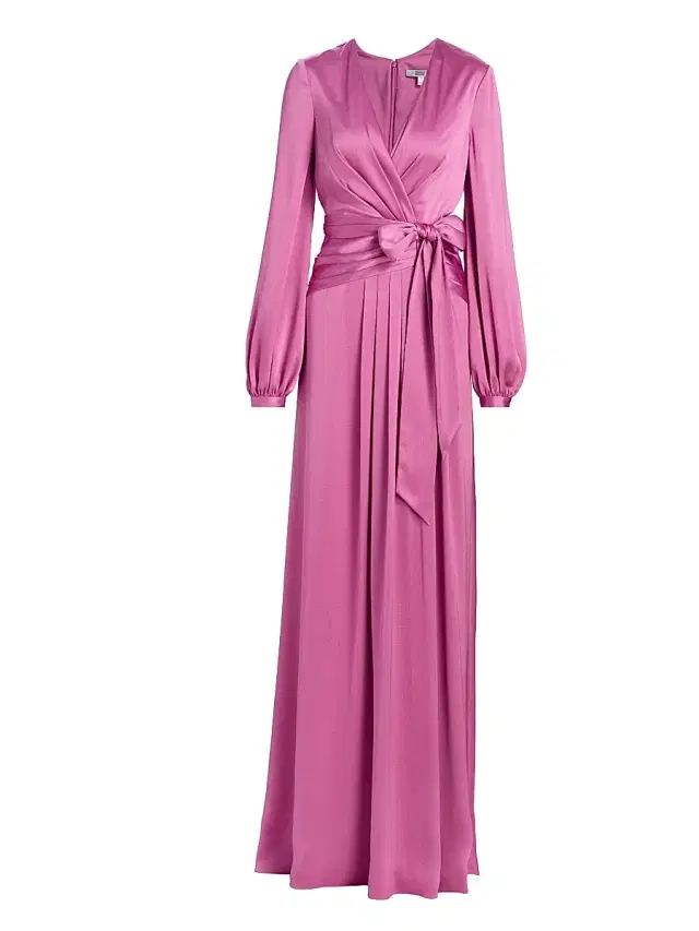 Badgley Mischka Women's Satin V-Neck Blouson Gown - Mauve