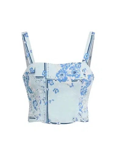 Favorite Daughter Women's The There For You Floral Linen Crop Top - Floral Scarf - Size 00 | Thumbnail 1 Favorite Daughter Women's The There For You Floral Linen Crop Top - Floral Scarf - Size 00 | Thumbnail 1