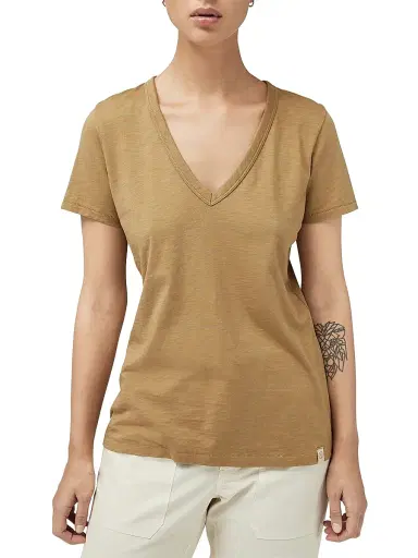 rag & bone Women's The Slub V-Neck T-Shirt - Khaki - Size Small | Thumbnail 3
