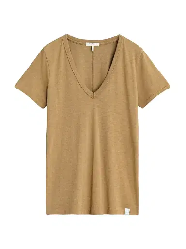 rag & bone Women's The Slub V-Neck T-Shirt - Khaki - Size Small | Thumbnail 1