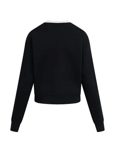 Favorite Daughter Women's The Collegiate Cotton-Blend Sweatshirt - Black Ivory - Size XL | Thumbnail 2