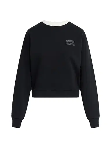 Favorite Daughter Women's The Collegiate Cotton-Blend Sweatshirt - Black Ivory - Size XL | Thumbnail 1