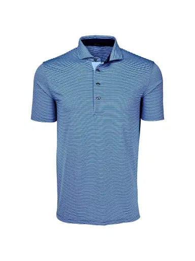 Greyson Men's Quogue Striped Polo Shirt - Falcon Wolf Blue - Size Large | Thumbnail 1