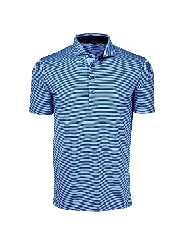 Men's Quogue Striped Polo Shirt - Falcon Wolf Blue