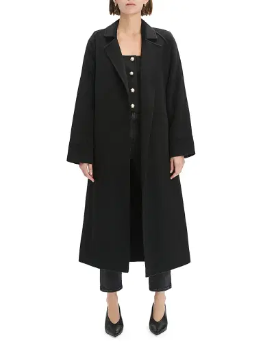 Favorite Daughter Women's Paola Wool-Blend Self-Belt Coat - Black - Size Large | Thumbnail 3