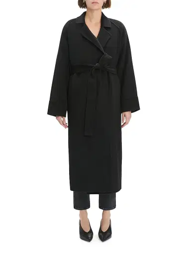 Favorite Daughter Women's Paola Wool-Blend Self-Belt Coat - Black - Size Large | Thumbnail 4