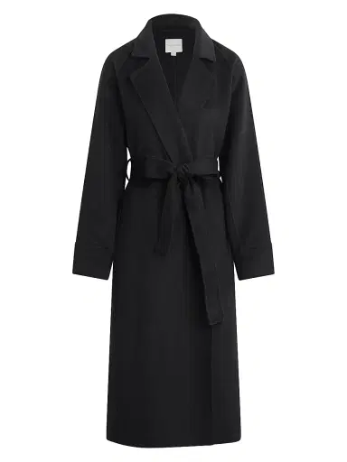 Favorite Daughter Women's Paola Wool-Blend Self-Belt Coat - Black - Size Large | Thumbnail 1