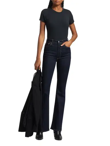 rag & bone Women's Luca Baby-Fit Crop Tee - Black - Size XL | Thumbnail 2