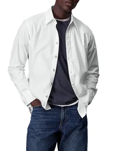 rag & bone Men's Tomlin Cotton Button-Front Shirt - White | Thumbnail 3
