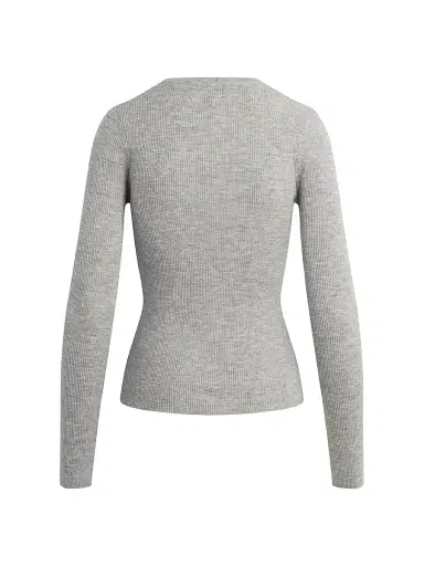 Favorite Daughter Women's Take It Easy Extrafine Merino Wool Scoopneck Top - Heather Grey - Size XS | Thumbnail 3