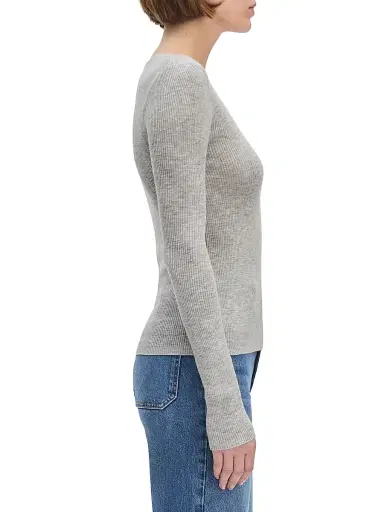 Favorite Daughter Women's Take It Easy Extrafine Merino Wool Scoopneck Top - Heather Grey - Size XS | Thumbnail 5