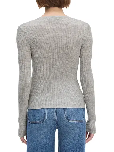 Favorite Daughter Women's Take It Easy Extrafine Merino Wool Scoopneck Top - Heather Grey - Size XS | Thumbnail 6